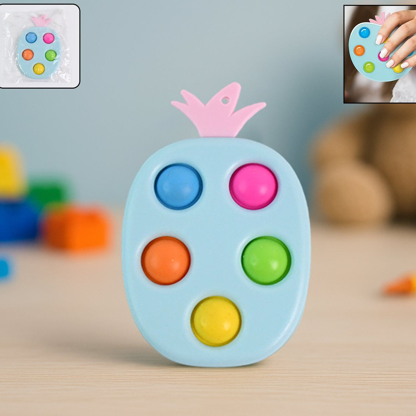 Silicone Push Pop Keychain Toy For Kids (1 Pc) - Happy Price - Image 1