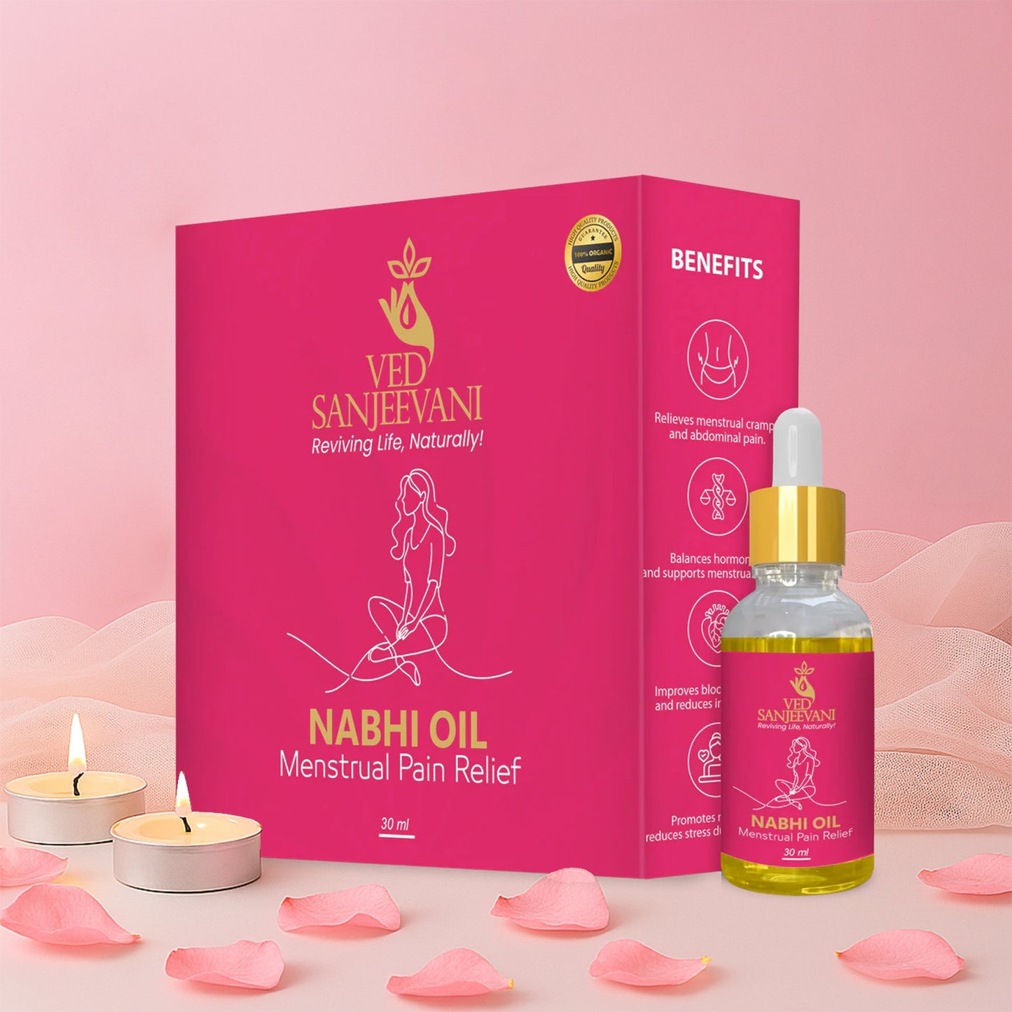 Ved Sanjeevani Nabhi Oil For Menstrual Pain Relief (30ml  1 Pc) - Happy Price - Image 3