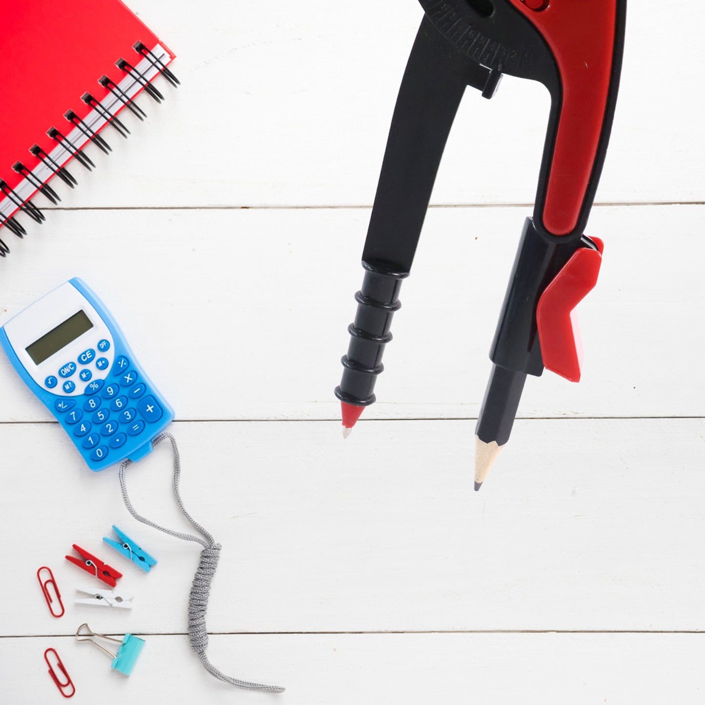 2 Pc Geometry Set  Built-in Pencil Grip + Transparent Plastic Protractor  School Geometry Tools Kit - Happy Price - Image 6