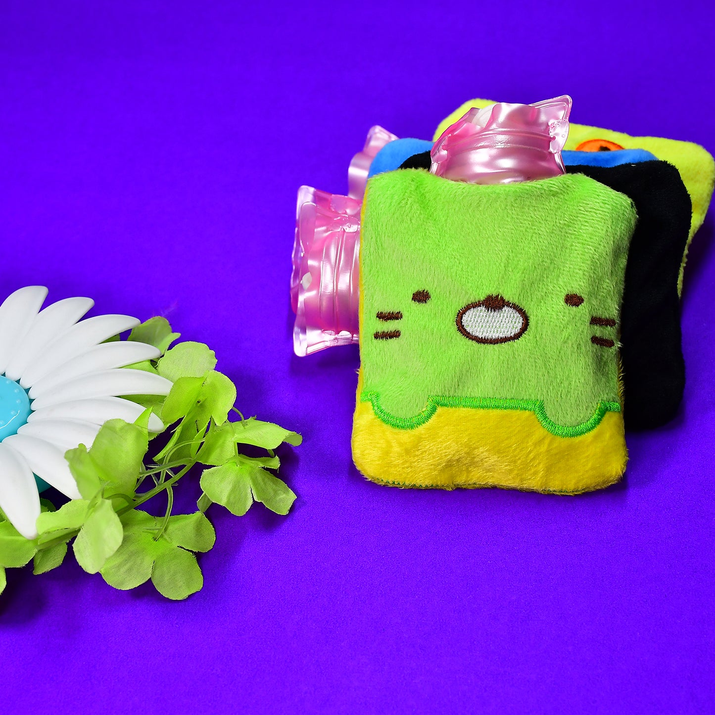 Green Kitty Small Hot Water Bag With Cover For Pain Relief Neck Shoulder Pain And Hand Feet Warmer Menstrual Cramps. - Happy Price - Image 2