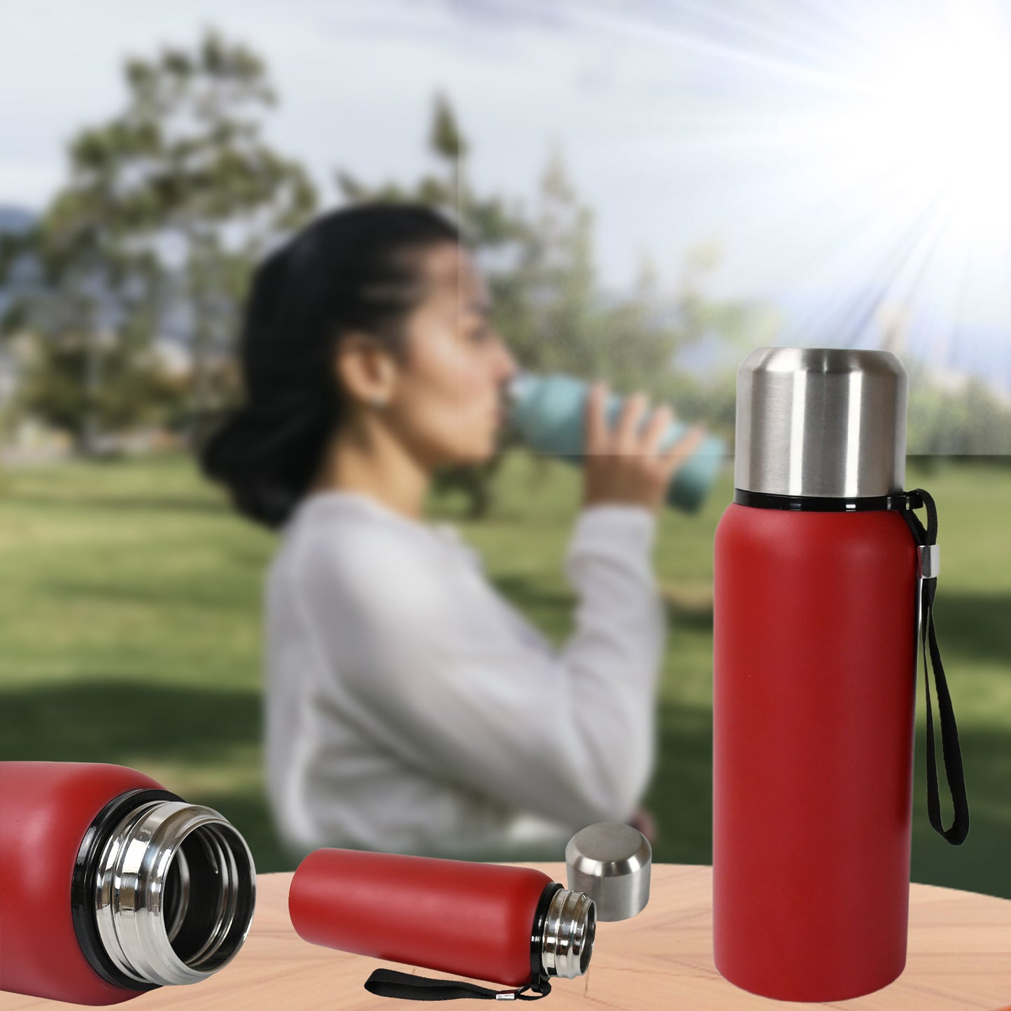 Stainless Steel Water Bottle Fridge Water Bottle Stainless Steel Water Bottle Leak Proof Rust Proof Cold  Hot Thermos Steel Bottle Leak Proof  Office Bottle  Gym  Home  Kitchen  Hiking  Trekking  Travel Bottle (1000ml800mlapprox 600ml) - Happy Price - Image 2