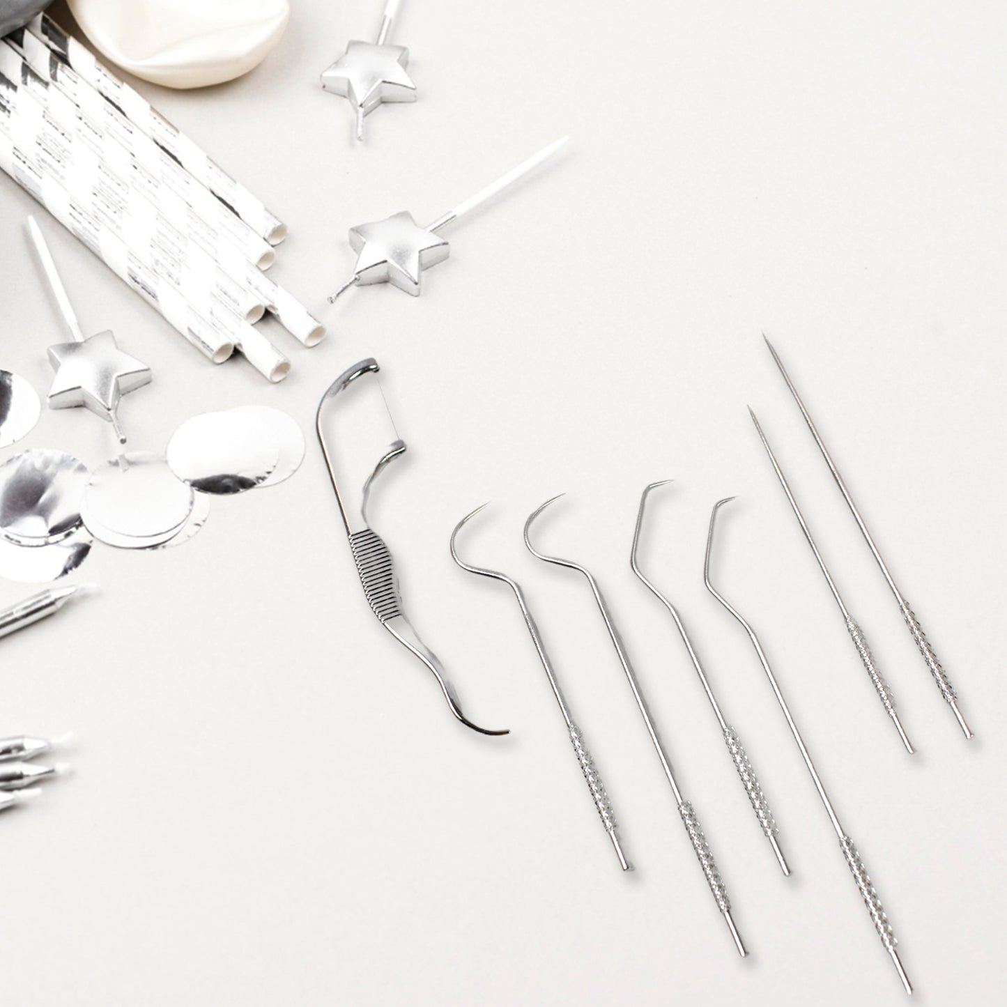 7 In 1 Stainless Steel Toothpick Flossier Set (1 Set  With Case) - Happy Price - Image 3