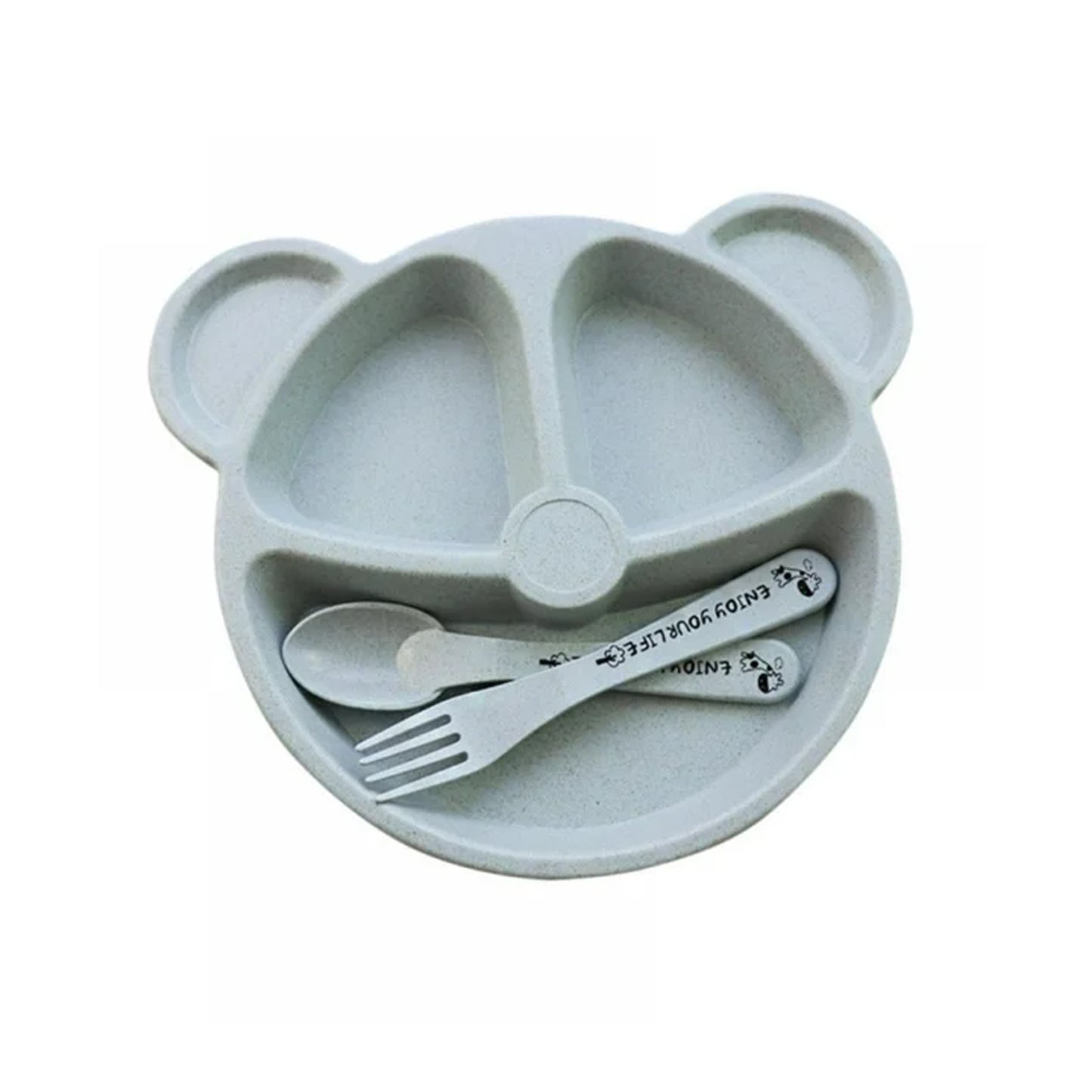 Kids 3 Compartment Food Tray  Plates With Spoon  Fork (1 Set) - Happy Price - Image 4