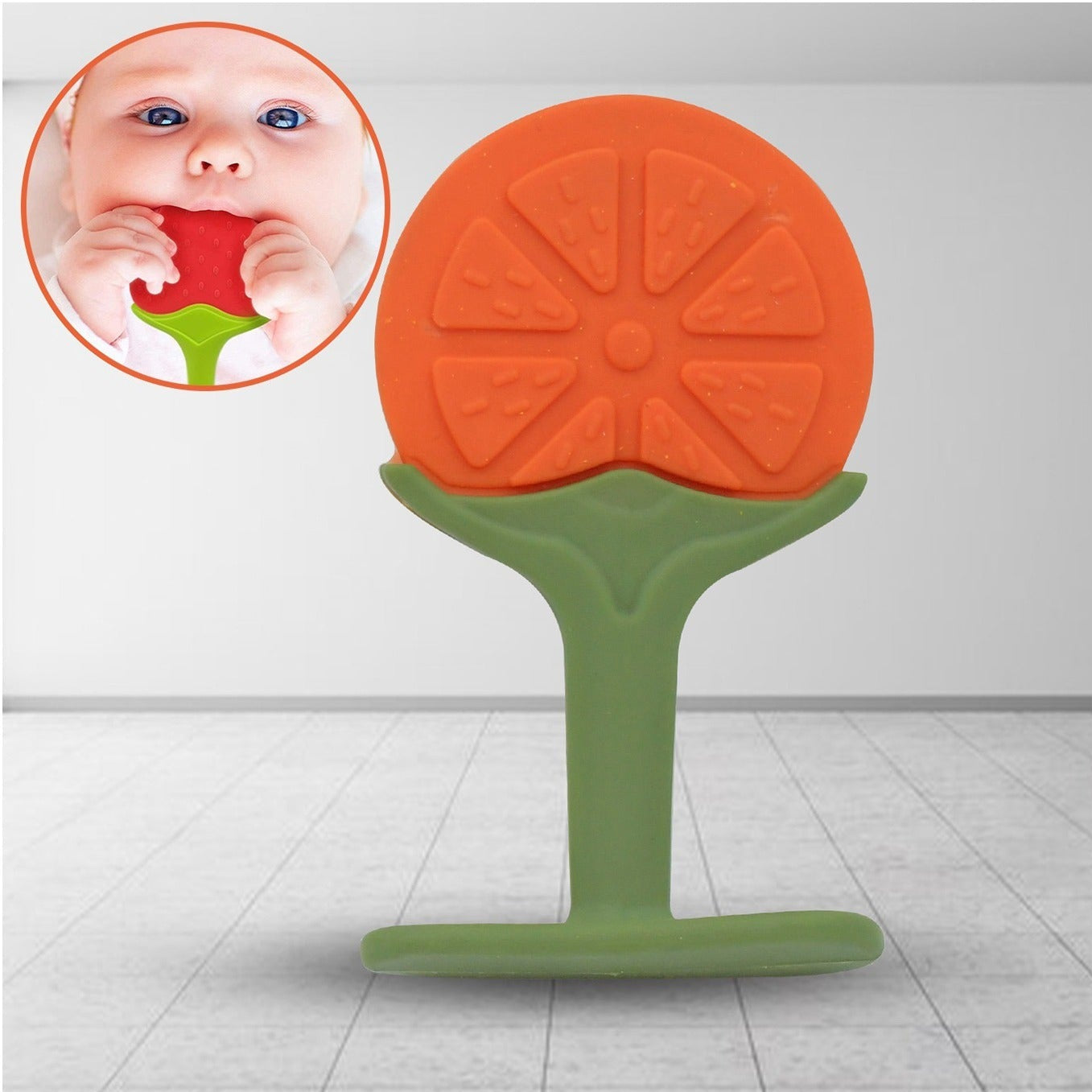 Baby Silicone Teether Fruit Teether For Toddlers100 Food Grade Silicone Teether Non-toxic  Latex Free Suitable For Kids Above 3 Months (1 Pc ) - Happy Price - Image 1