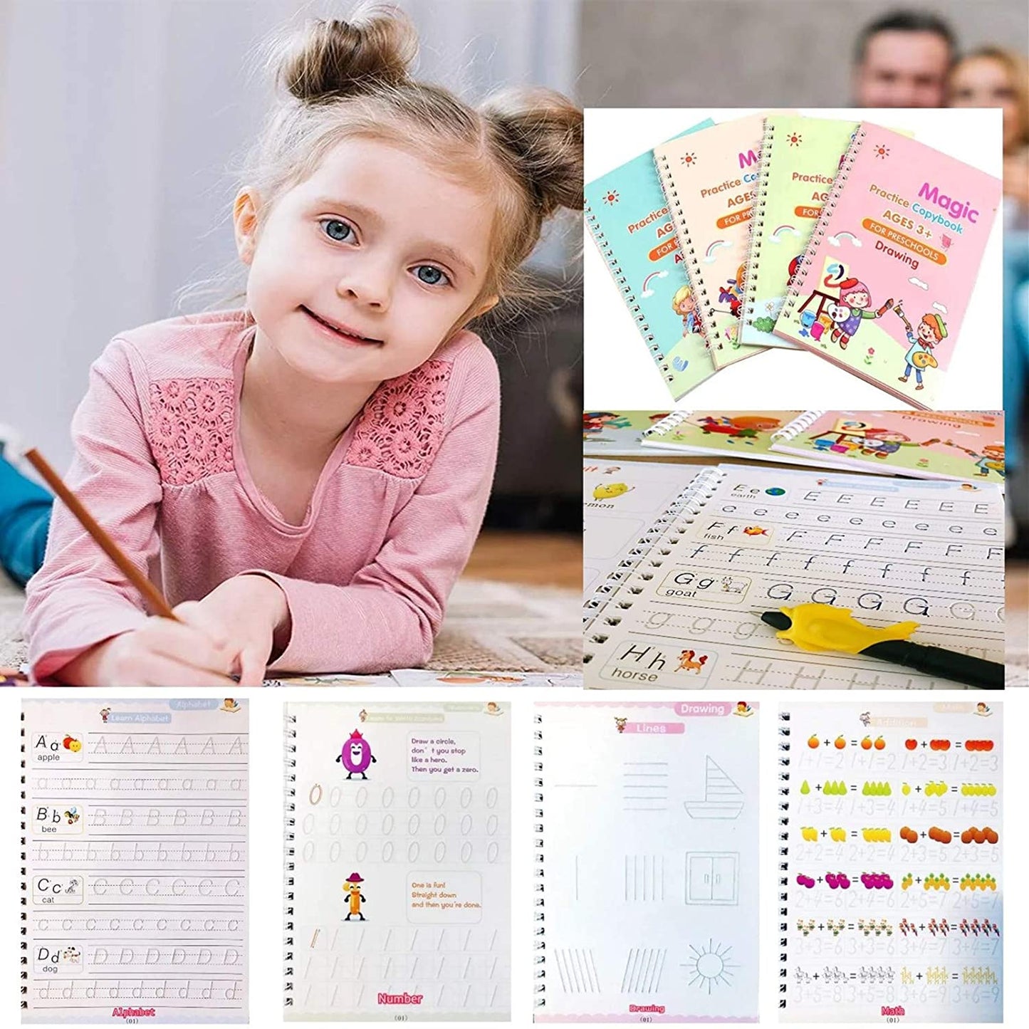 4 Pc Magic Copybook Widely Used By Kids Childrens And Even Adults Also To Write Down Important Things Over It While Emergencies Etc. - Happy Price - Image 2