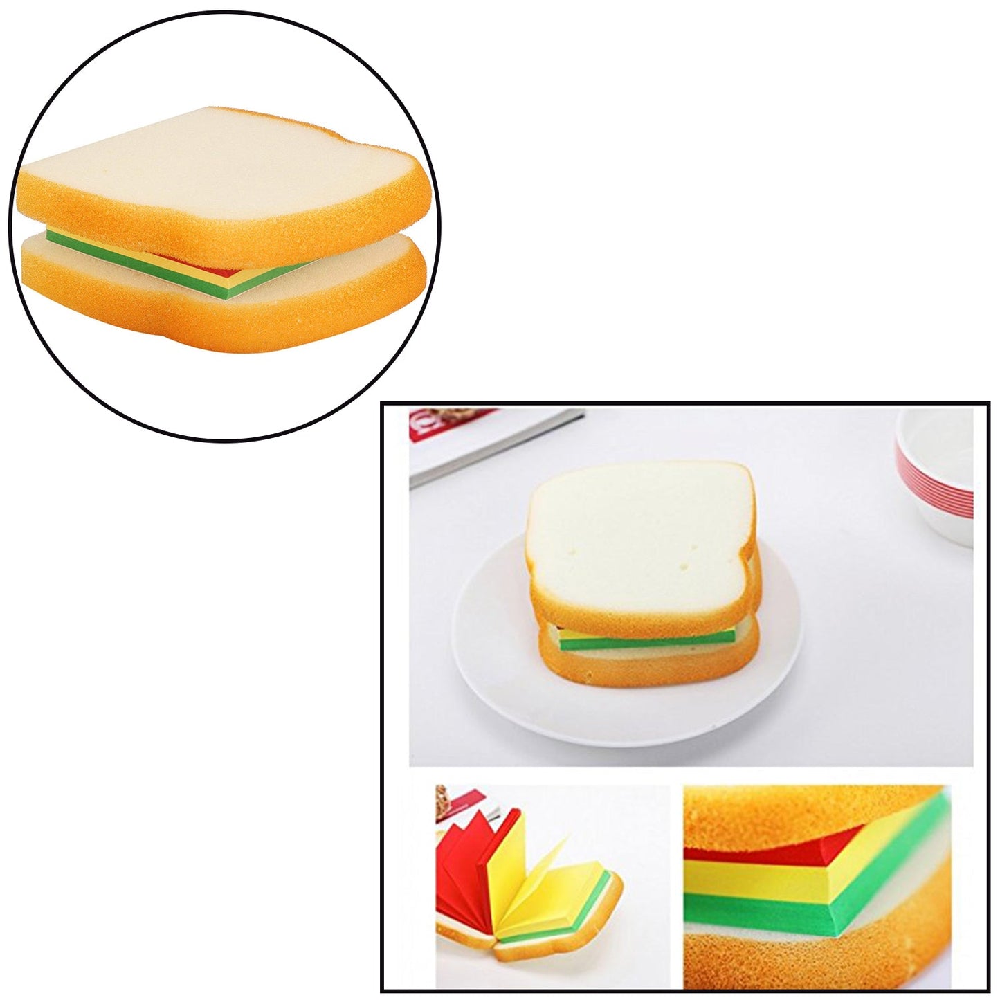 Sandwich Shaped Notepad  Sticky Notes  Memo Pads Unique Mini Notes (Multicolor) - Happy Price - Image 3