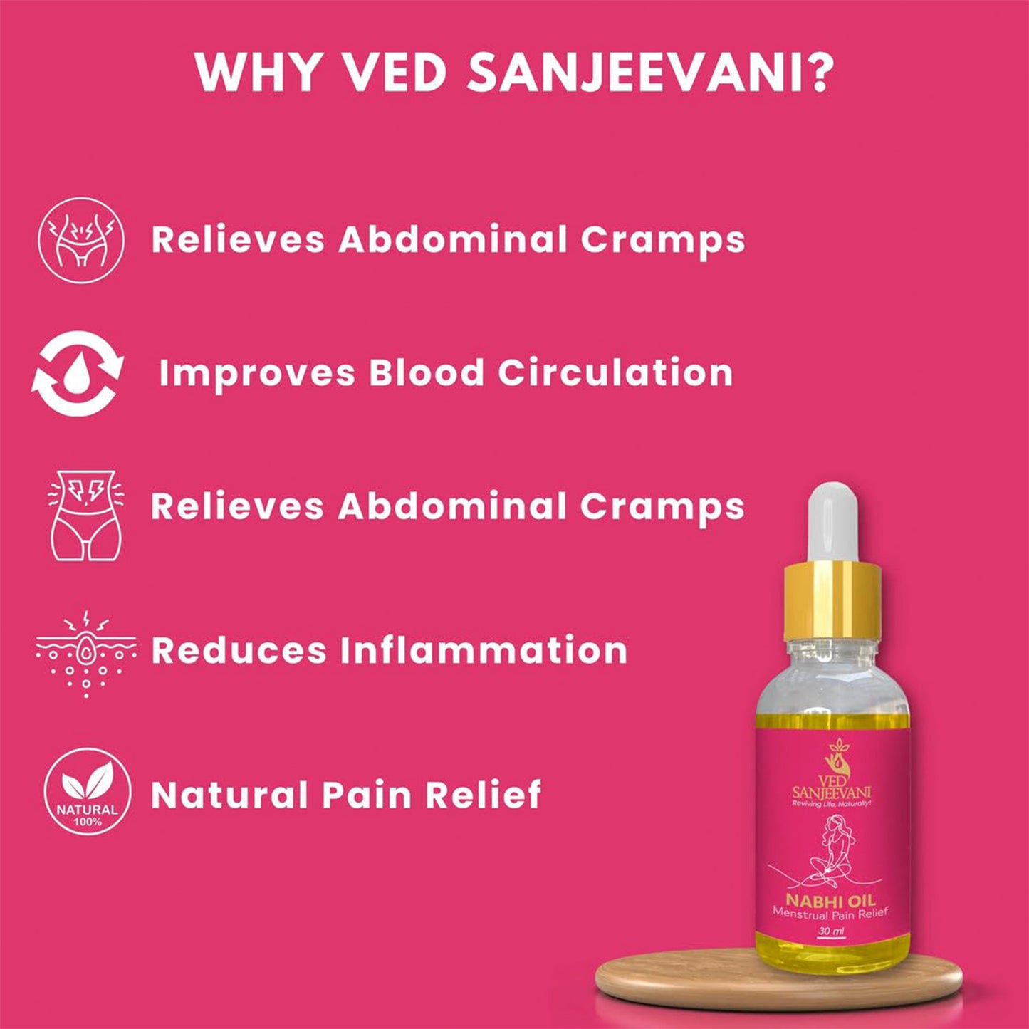 Ved Sanjeevani Nabhi Oil For Menstrual Pain Relief (30ml  1 Pc) - Happy Price - Image 5