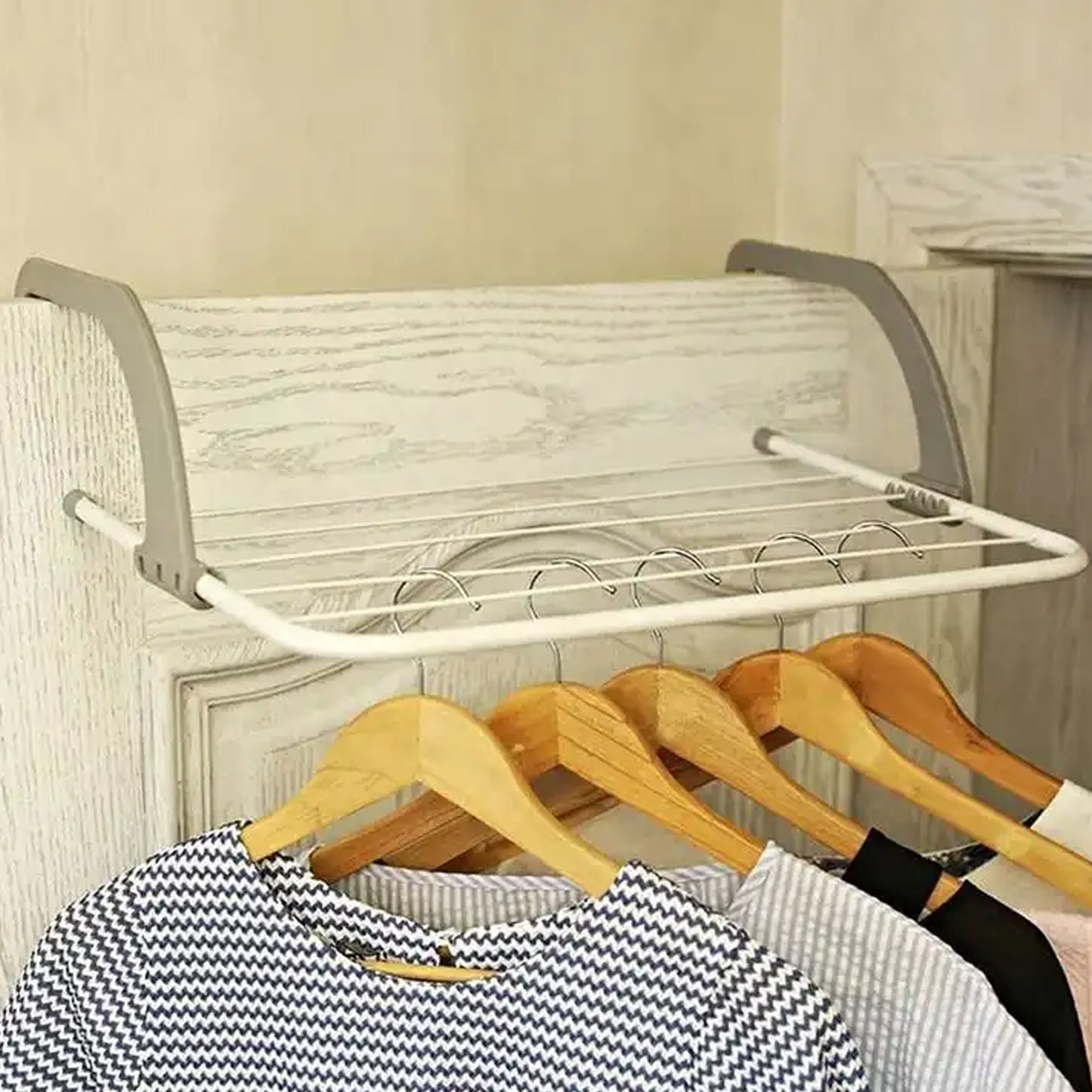 Metal Steel Folding Drying Rack For Clothes Balcony Laundry Hanger For Small Clothes Drying Hanger Metal Clothes Drying Stand Socks And Plant Storage Holder Outdoor  Indoor Clothes-towel Drying Rack Hanging On The Door Bathroom - Happy Price - Image 2