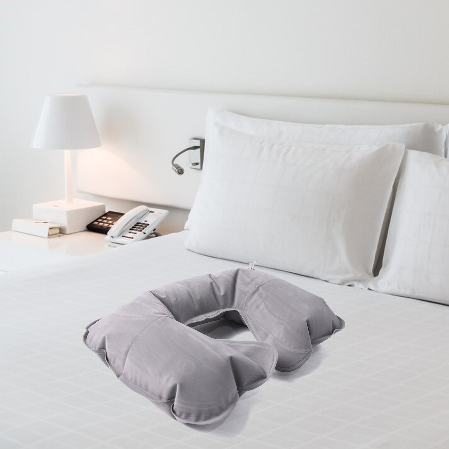 Inflatable  Foldable Pillow U Shape Air Cushion Travel Pillow Travel Business Trip Neck Pillow For Long Trips Ideal For Men  Women Portable And Perfect For Backpacking Car Camping And Even Airplane Travel - Happy Price - Image 3