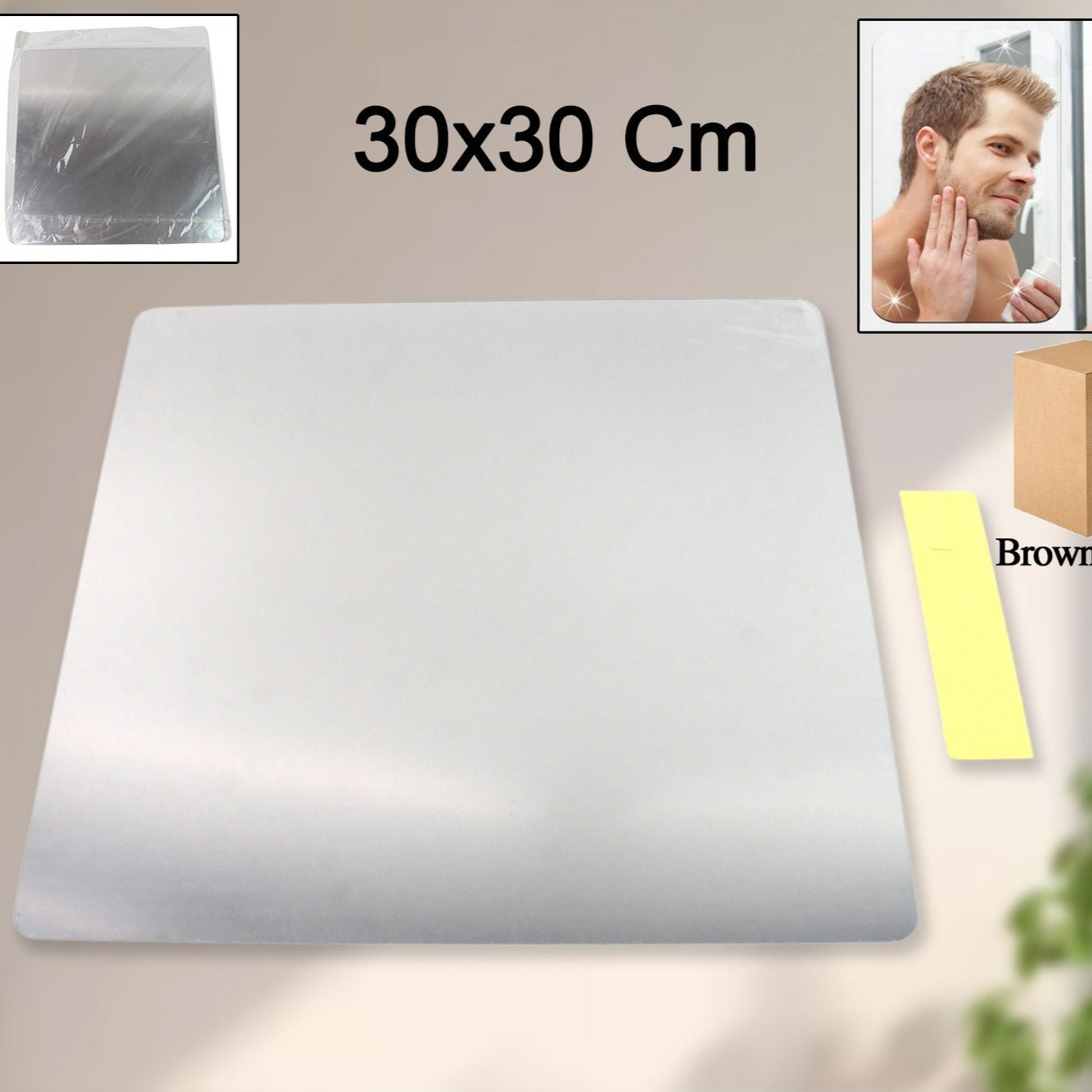 Plastic Square 3d Mirror Wall Stickers (1 Pc  30x30 Cm) - Happy Price - Image 1