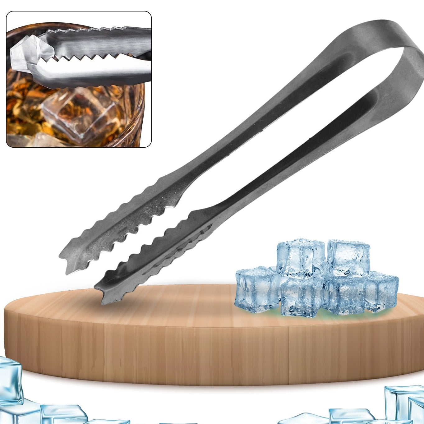 Stainless Steel Tong For Lifting Ice Cubes Sugar Cubes  Serving Tongs (13 Cm  1 Pc) - Happy Price - Image 1