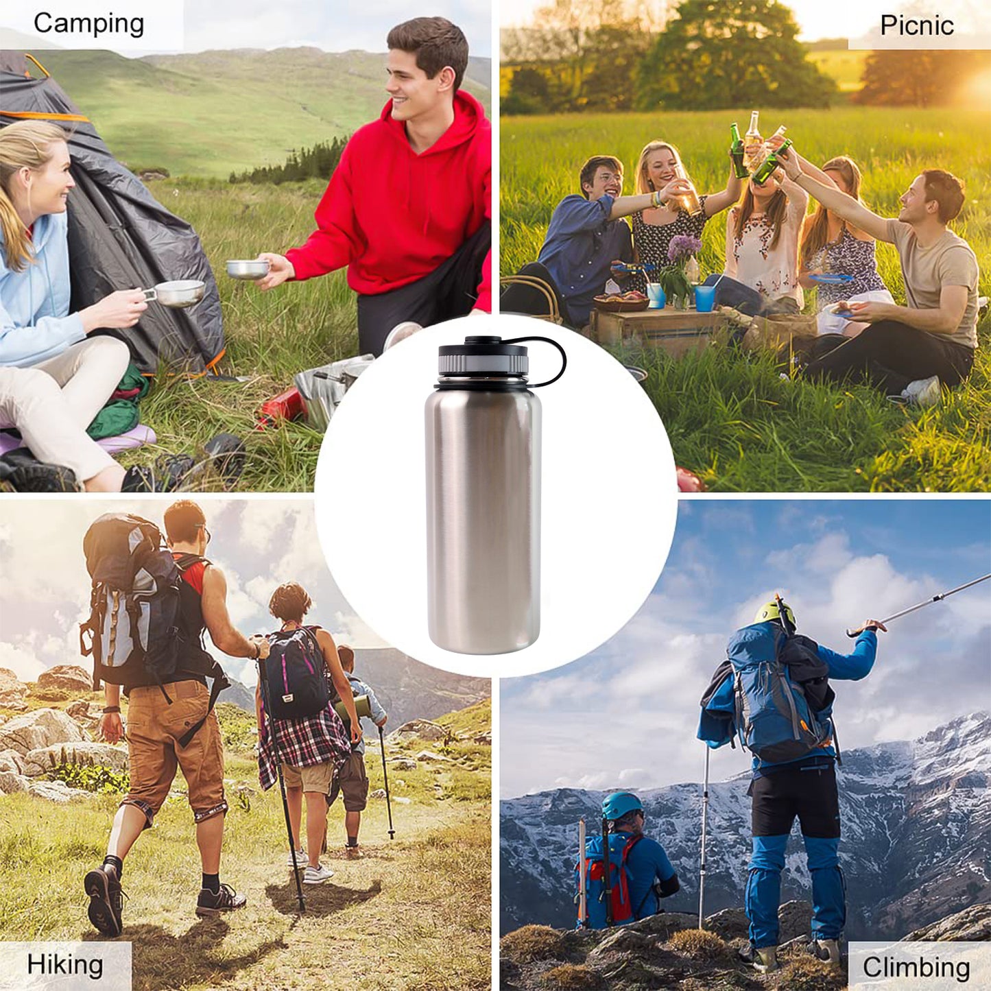 Silver Stainless Steel Double Wall Vacuum-insulated Drink Water Bottle (1000 Ml) - Happy Price - Image 5