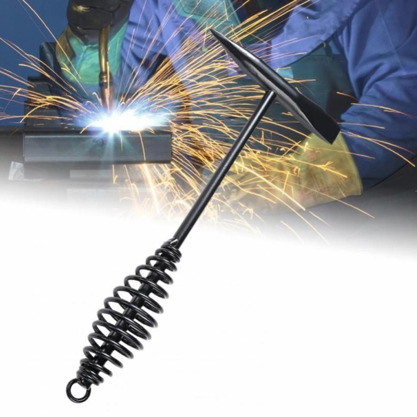 Welding Slag Removal Tool  Chipping Hammer With Coil Spring Handle Mufti Functional For Cleaning Removing Slag Industrial Weld Slag Spatter Removal Tool Welding Hammer For Machinery Electrician (1 Pc ) - Happy Price - Image 2