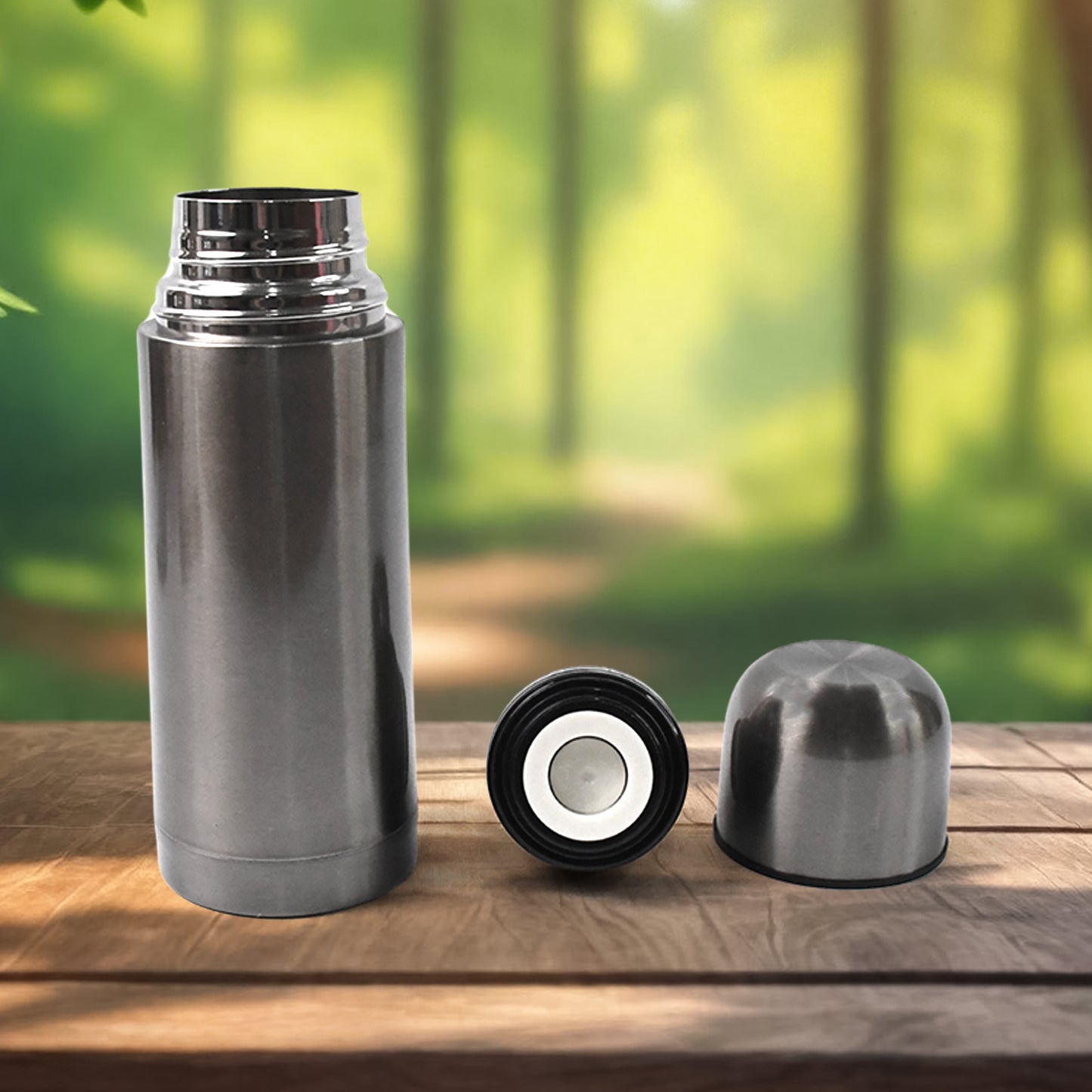 Stainless Steel  Hot And Cold Water Bottle With Push-down Lid (350ml) - Happy Price - Image 3