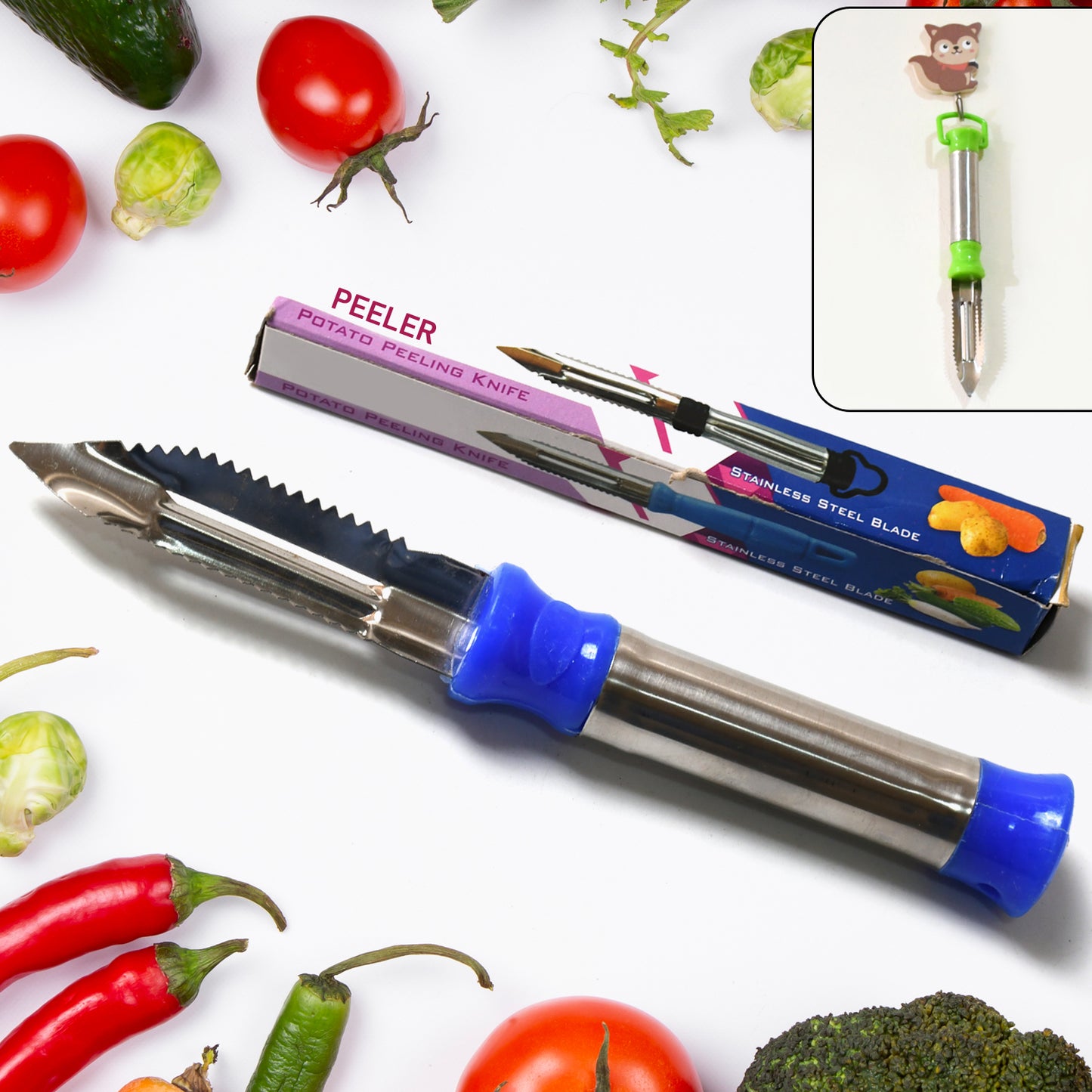 2in1 Multi-purpose Stainless Steel Peeler With Hanging Ring For Vegetables Potato Peeler Carrot Grated Suitable For Peeling And Shredding Fruit And Vegetables Kitchen Accessories Piller (1 Pc) - Happy Price - Image 2
