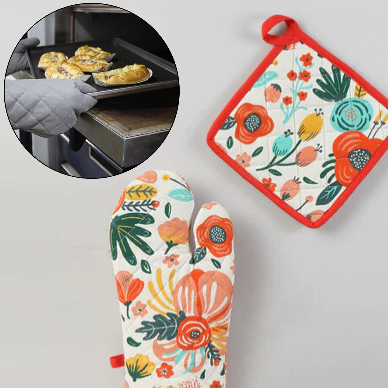 Professional Cotton Oven Mitt Gloves - Happy Price - Image 1