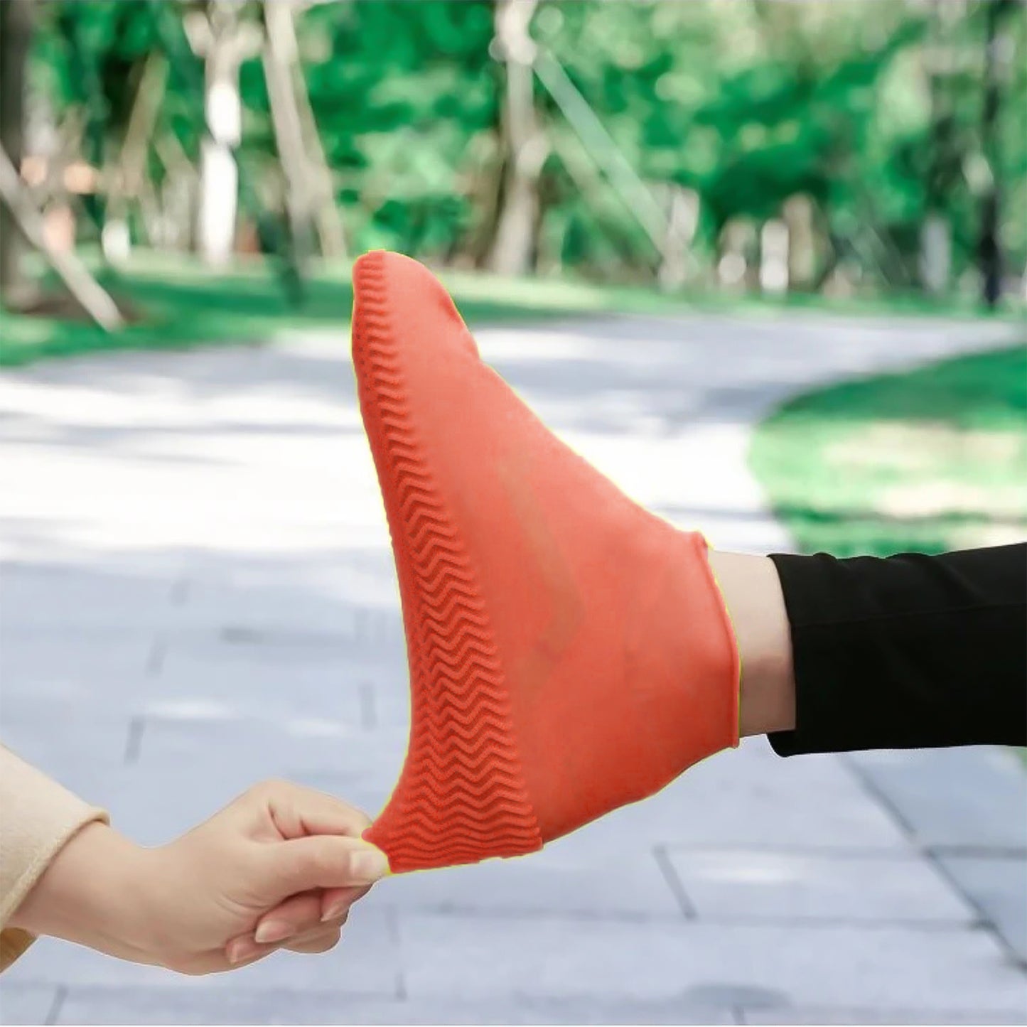 Orange Non-slip Silicone Rain Reusable Anti Skid Waterproof Fordable Boot Shoe Cover (1 Pair) - Happy Price - Image 6