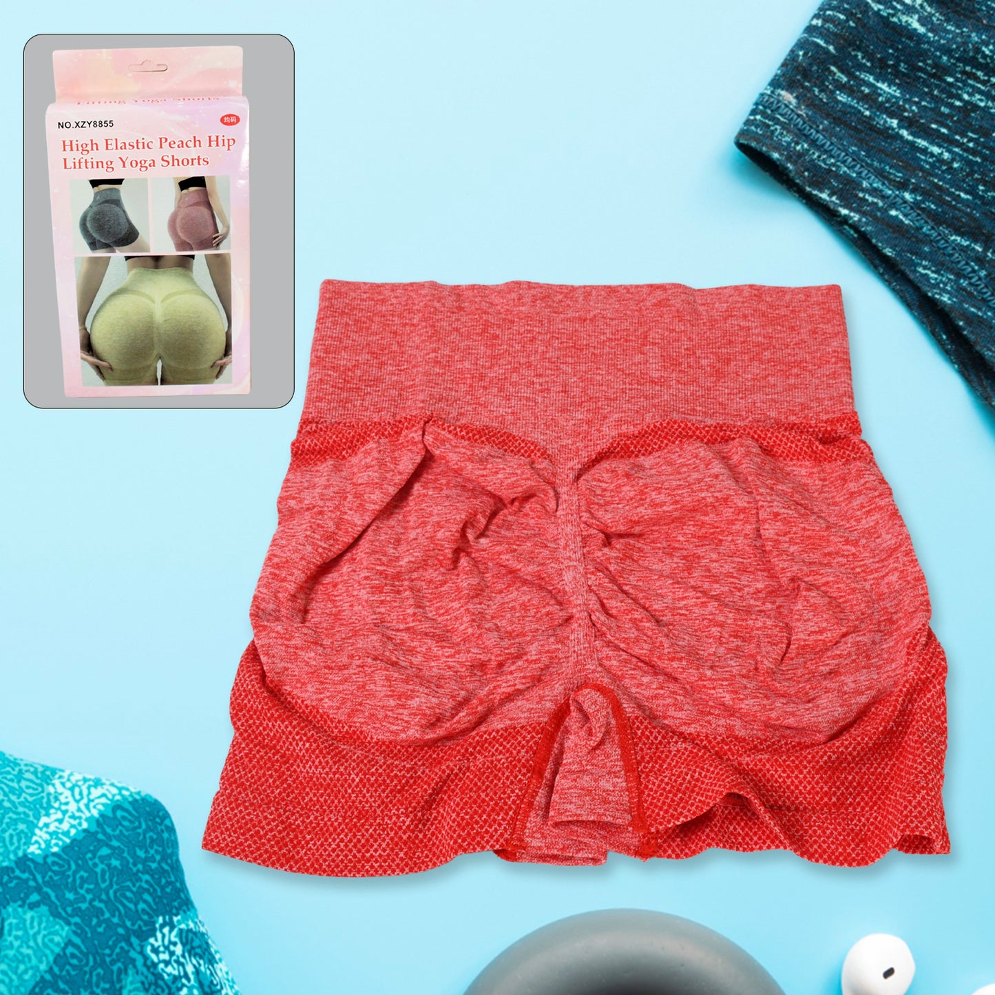 High Elastic Peach Hip Lifting Yoga Shorts Womens Running Sports High Fitness Athletic Waist Yoga Workout Yoga Pants  Shorts Elastic Dress Soft Yoga Pants  Shorts - Happy Price - Image 2