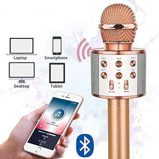Wireless Bluetooth Recording Condenser Handheld Microphone Bluetooth Speaker Audio Recording Karaoke With Mic (Multicolor 1 Pc) - Happy Price - Image 1