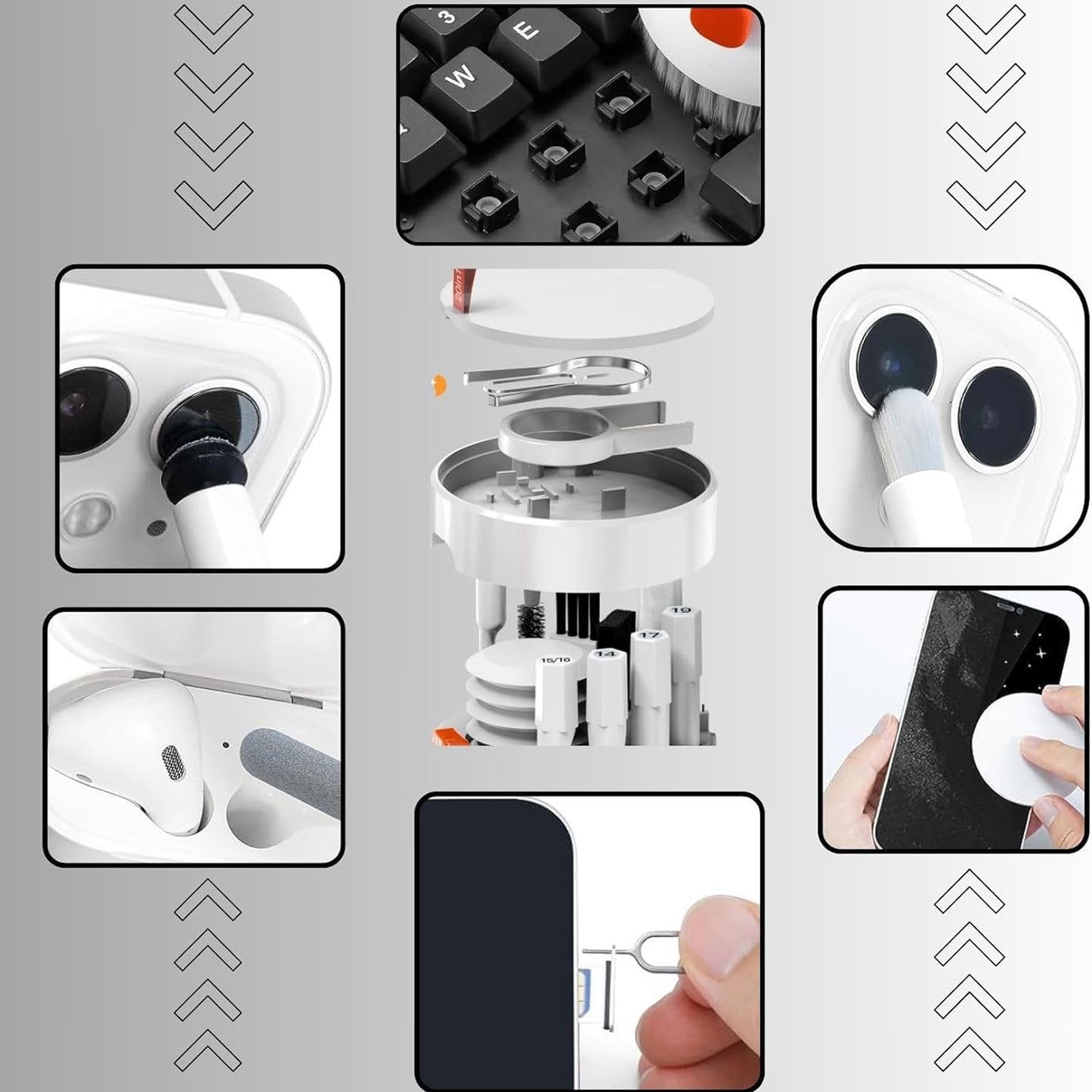 Keyboard Cleaner Kit 20-in-1 Laptop Phone Screen Cleaning Kit Keyboard Cleaning Kit With Electronic Cleaning Brush Spray For Airpods Pro Ipad Iphone Pro Camera Computer Cleaning - Happy Price - Image 4