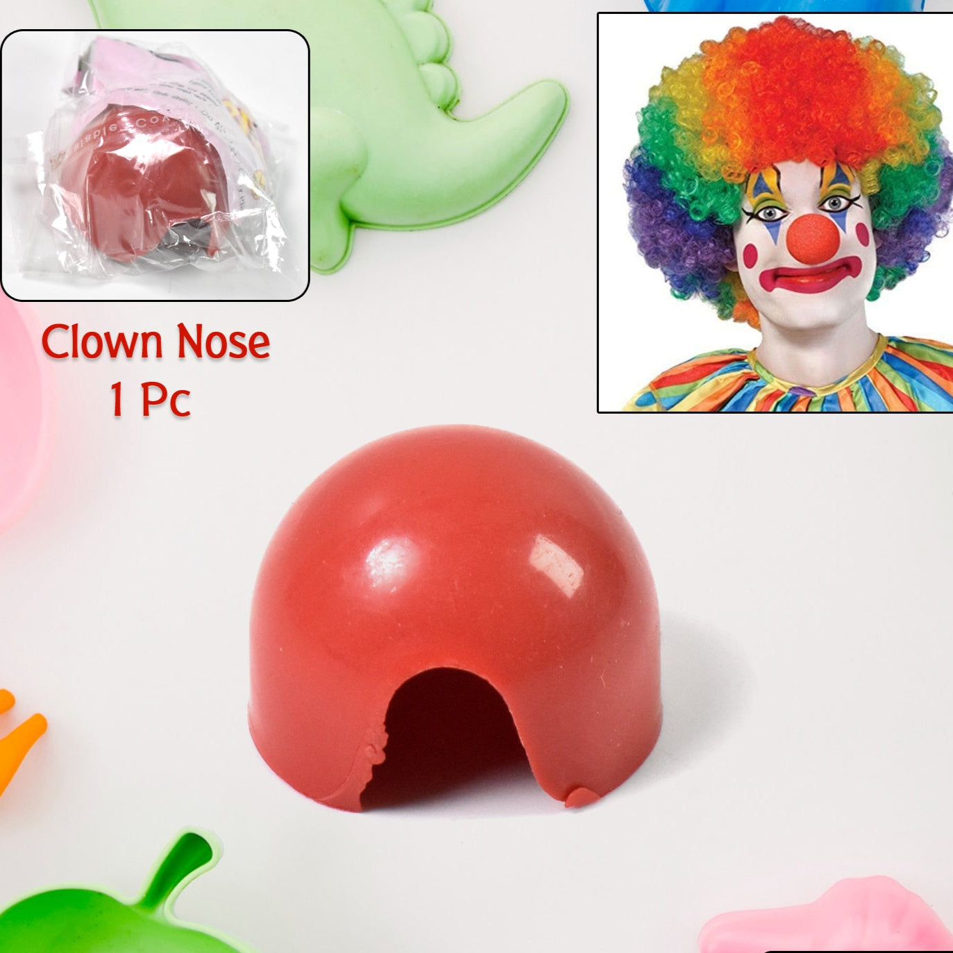 Small Plastic Joker Clown Nose Toy (1 Pc  Mix Color  Design) - Happy Price - Image 1