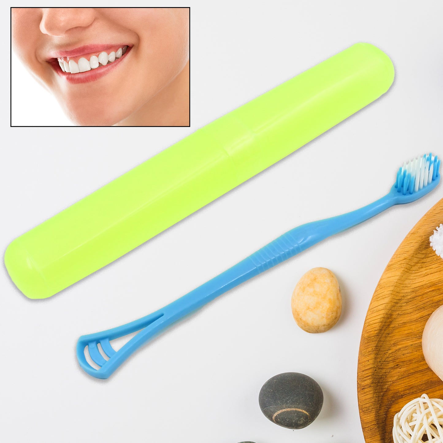 2 In 1 Soft Toothbrush And Tongue With Toothbrush Cover Cleaner Scraper For Men And Women Kids Adults Plastic Toothbrush Cover  Case  Holder (1 Pc) - Happy Price - Image 5