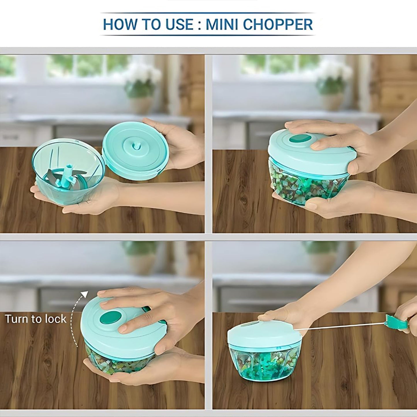 3 Blades Handy Chopper And Slicer Used Widely For Chopping And Slicing (450 Ml  1 Pc) - Happy Price - Image 4