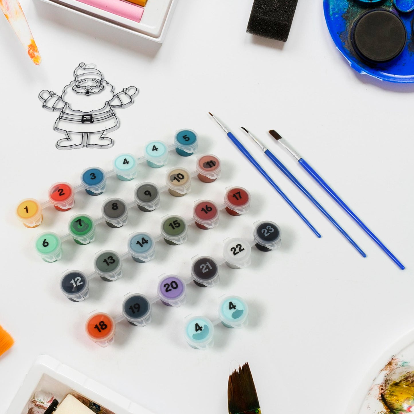 Paint By Number Kits 2 Set 24 Number Color 6 Paint Brushes (2 Set) - Happy Price - Image 5