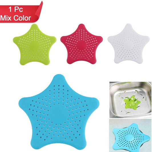 Star Shape Suction Cup Kitchen Bathroom Sink Drain Strainer Hair Stopper Filter Star Shaped Sink Filter Bathroom Hair Catcher Drain Strainers Cover Trap Basin(Mix Color 1 Pc) - Happy Price - Image 1