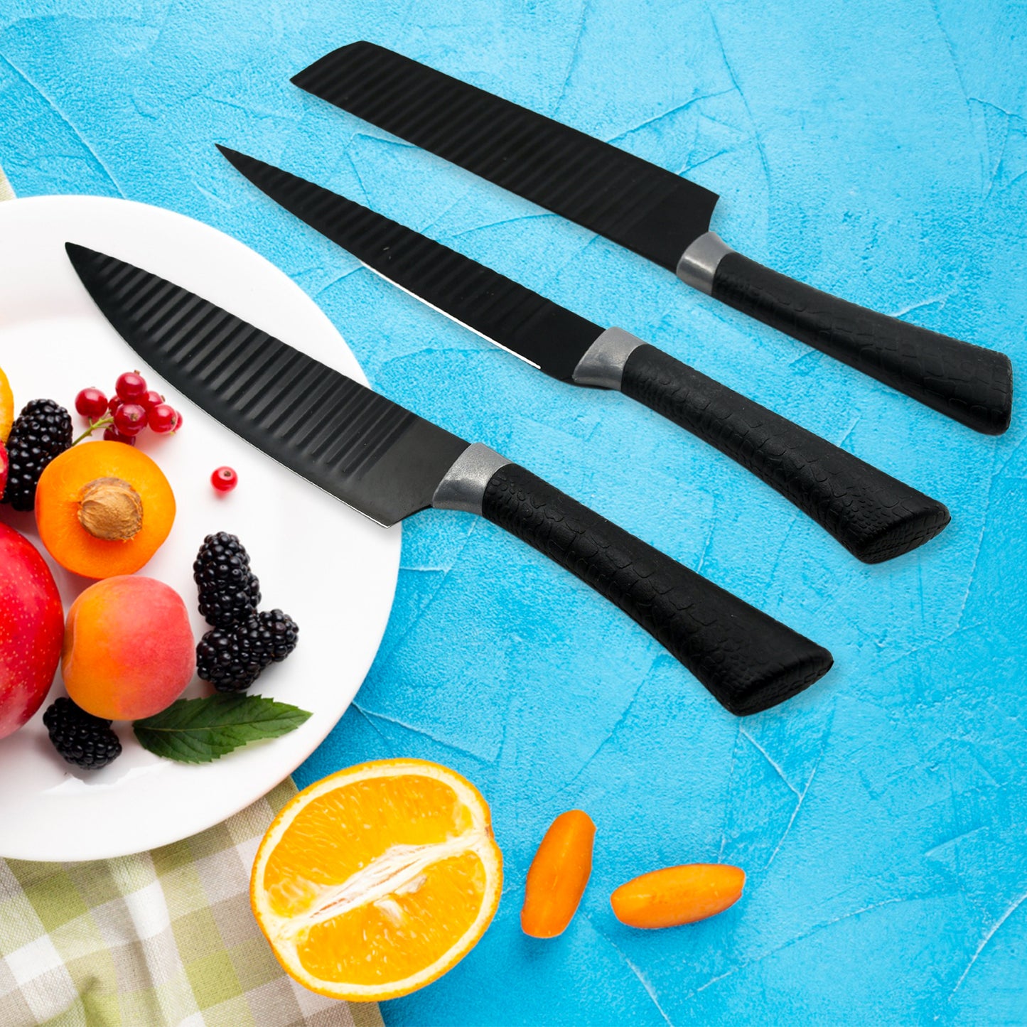 6 Pieces Professional Kitchen Knife Set Meat Knife Chefs Knife With Non-slip Handle For Home Kitchen And Restaurant With Chef Peeler And Scissor (Stainless Steel  6 Pcs Set) - Happy Price - Image 2