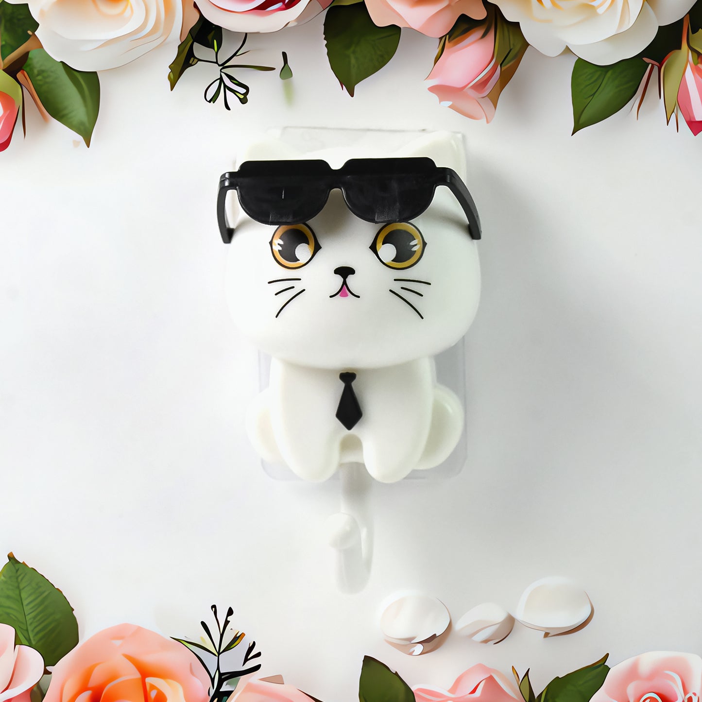 Cat Hook For Wall Cute Cat Key Hook With Sunglasses (1 Pc) - Happy Price - Image 2