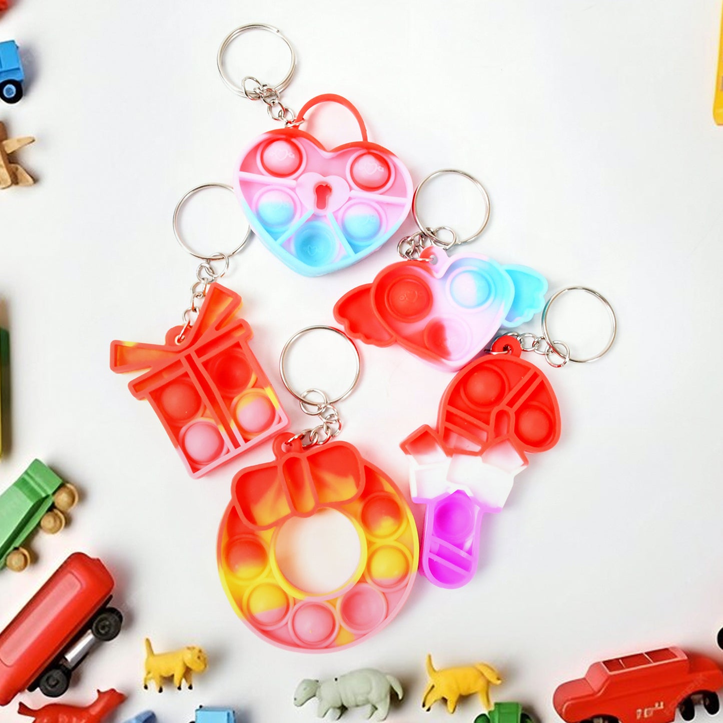 Compact Silicone Pop It Keychain Toy - Birthday Return Gift Of Kids - Portable Bubble Popping Fun Stress Relief Fidget Toy (Mix Design 1 Pc) - Happy Price - Image 6