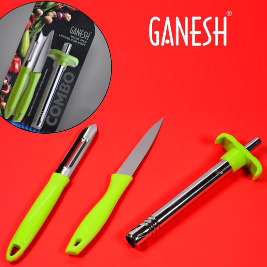 Ganesh 3pc Lighter Cum Knife And Peeler. - Happy Price - Image 1
