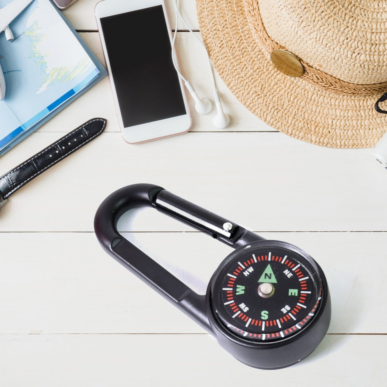 Clip Snap Hook Mini Compass (1 Pc   (1 Pc  Mix Design) - Happy Price - Image 1