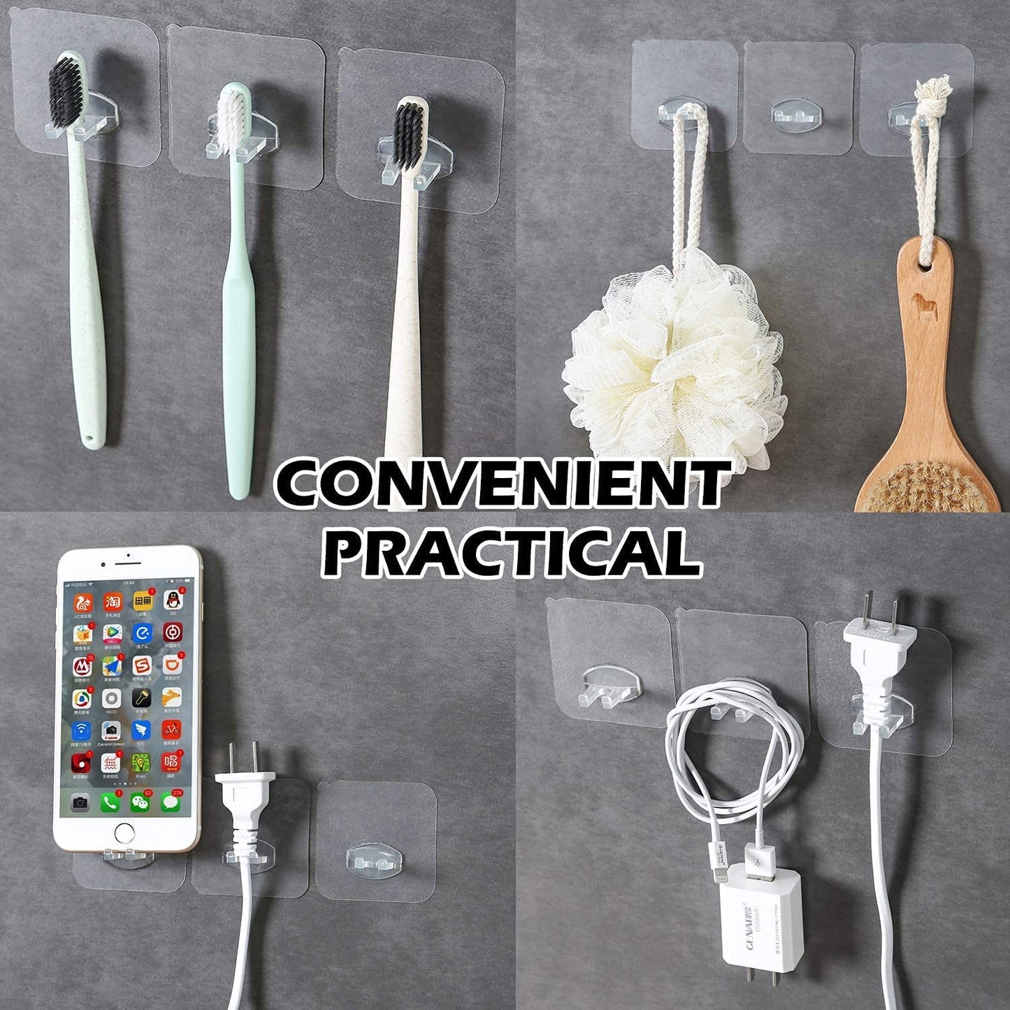 Transparent Self Adhesive Hook Seamless Drill Free Removable Wall Mounted Hanger As Toothbrush Holder Power Plug Socket Holder Waterproof And Oil Proof (1 Pc) - Happy Price - Image 6
