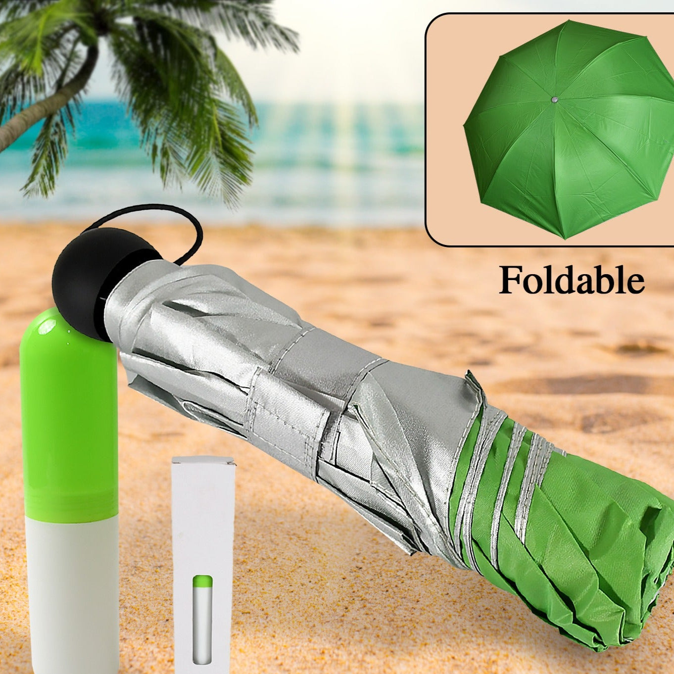 3 Fold Sun Protective Solid Foldable Outdoor Umbrella Portable Sun Uv Protection Lightweight Rain Umbrella With Umbrella Case For Girls Women Men Boys - Happy Price - Image 1