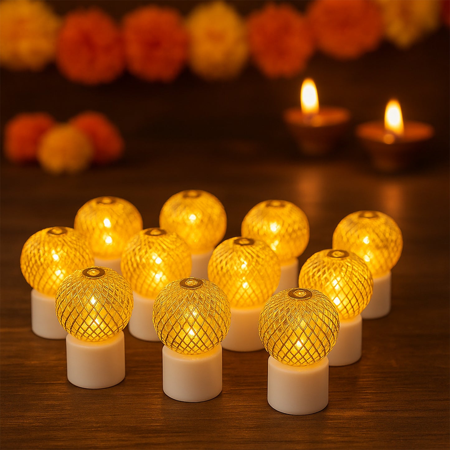 Set of 12 Mesh Ball LED Decorative Lights - Warm White - Happy Price - Image 5