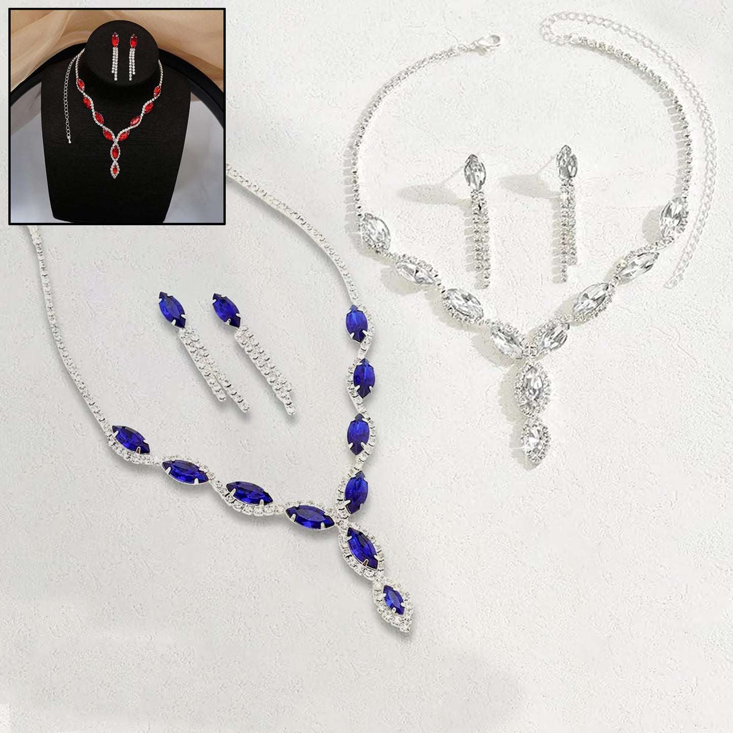 Necklace And Earrings Set Wedding Jewelry Set (1 Set  Mix Color) - Happy Price - Image 2