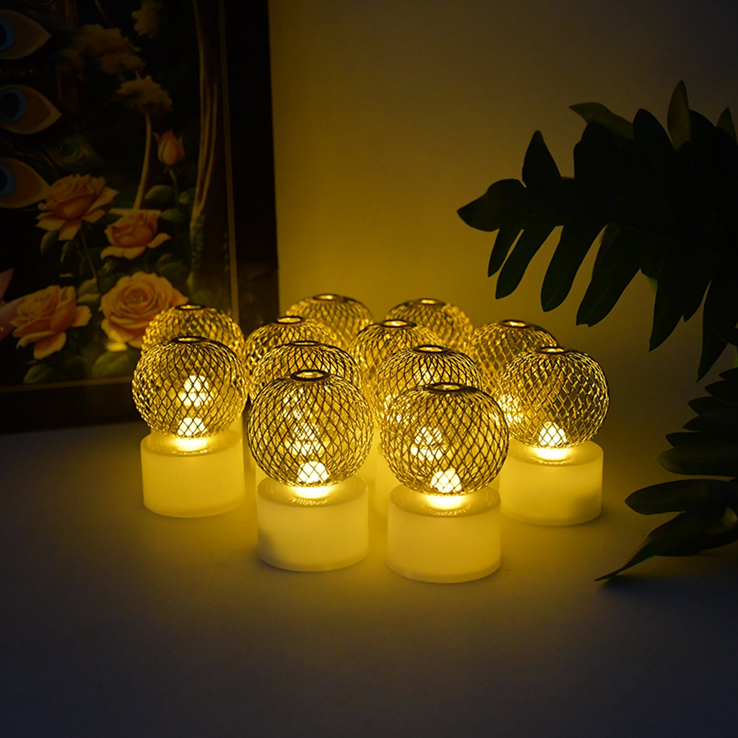 Set of 12 Mesh Ball LED Decorative Lights - Warm White - Happy Price - Image 6