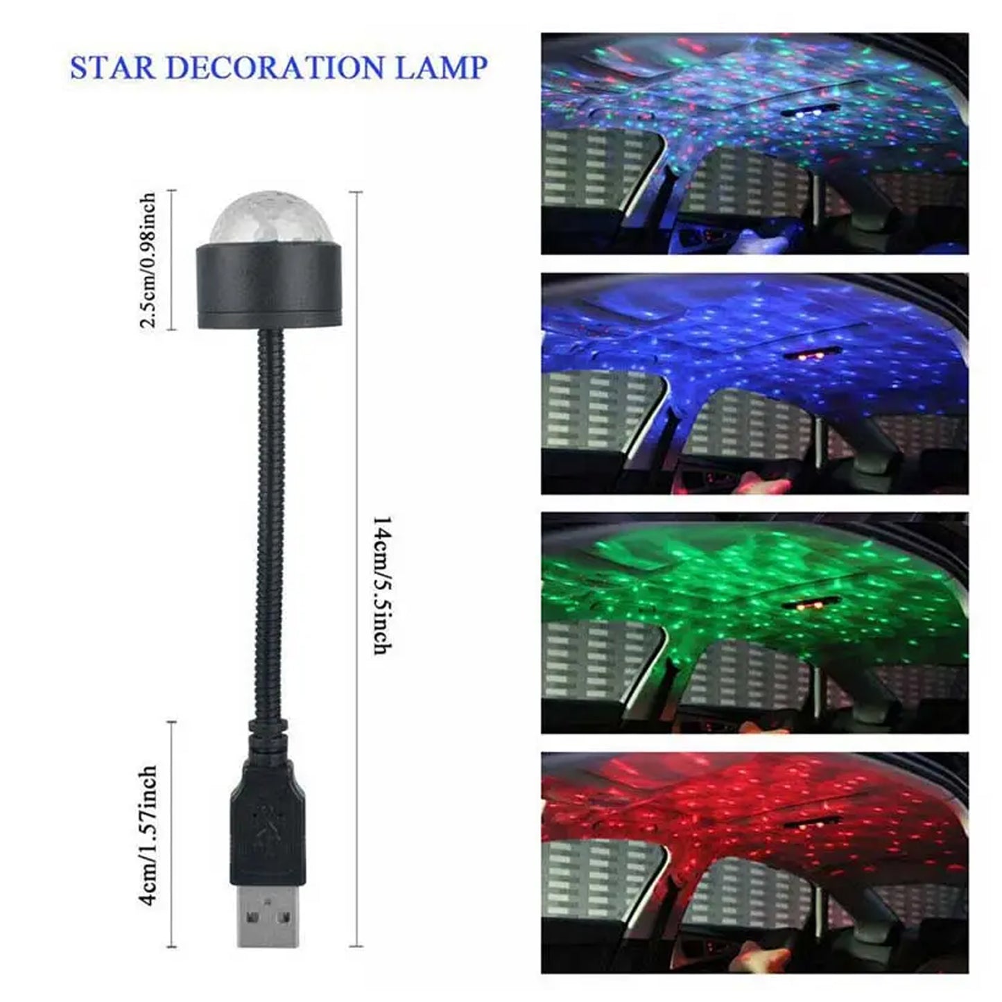 Usb Star Night Light Projector And Mini Disco Ball Light Adjustable Auto Roof Interior Car Ceiling Lights Flexible Atmosphere Strobe Light Decorations For Bedroom Car Party Ceiling - Happy Price - Image 3