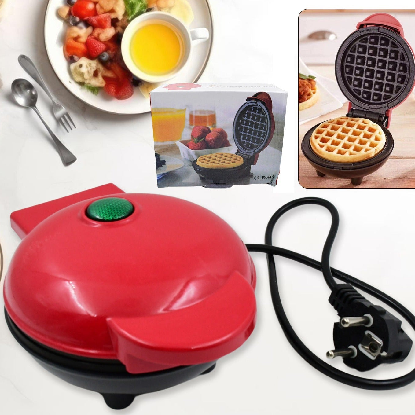 Mini Waffle Maker Machine Waffle Iron Home Appliances Kitchen Gift Easy To Clean On-stick Surfaces Perfect Breakfast Dessert Sandwich Pan Cakes Paninis Other Snacks Machine - Happy Price - Image 1