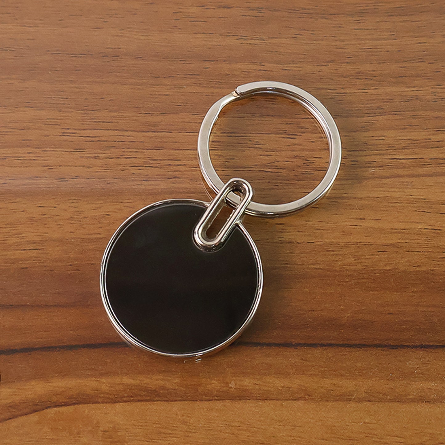 Sleek Black Round Metal Keychain (1 Pc) - Happy Price - Image 3
