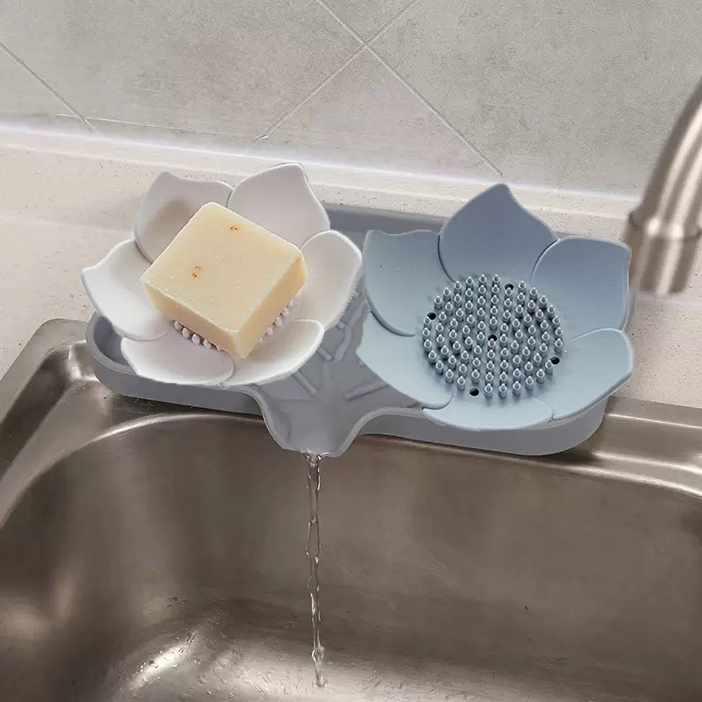 Elegant Lotus-shaped Self-draining Soap Dish Holder (1 Pc) - Happy Price - Image 4
