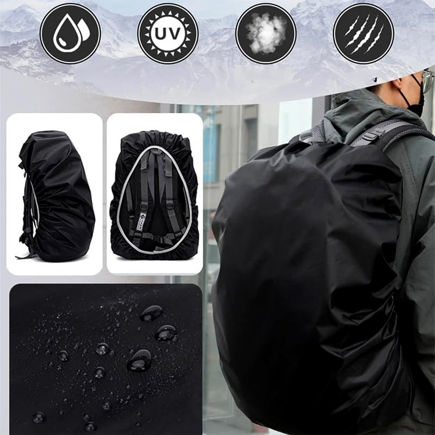 Heavy Waterproof Nylon Rain Coverdust Cover - Elastic Adjustable For Laptop Bags And Backpacks School Bag Waterproof Cover Dust Proof Backpack Laptop Bag Cover (1pc) - Happy Price - Image 5