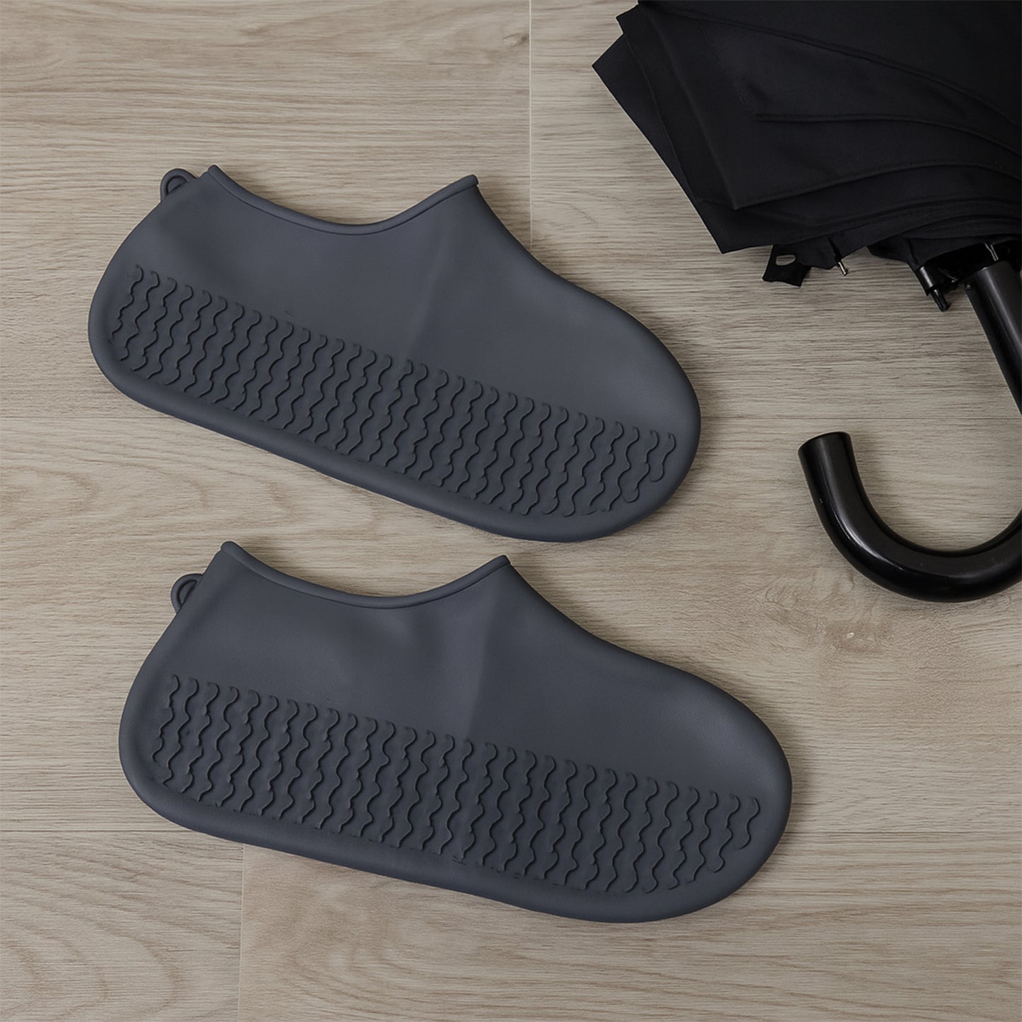 Grey Non-slip Silicone Rain Reusable Anti Skid Waterproof Fordable Boot Shoe Cover (1 Pair ) - Happy Price - Image 6
