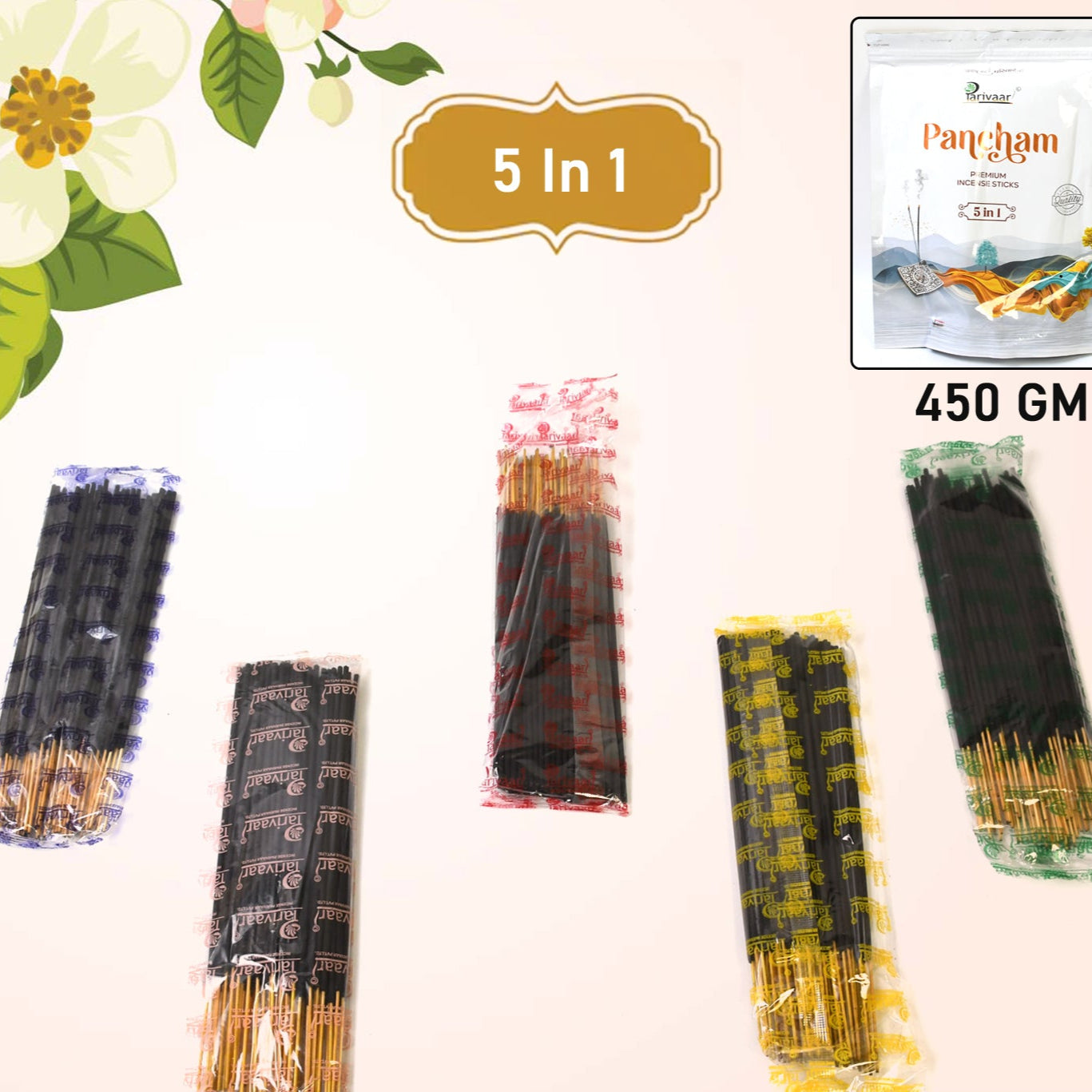 5in1 Pancham Premium Agarbatti  Incense Sticks (450 Gm) - Happy Price - Image 1