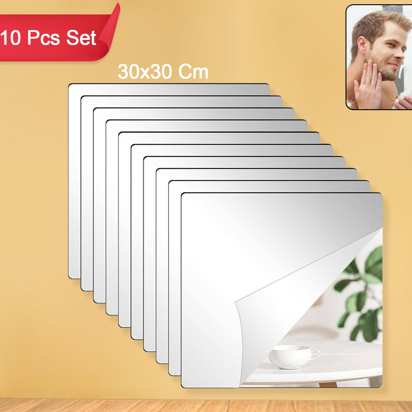 Flexible Acrylic Mirror Set (30x30 Cm  10 Pcs Set) - Happy Price - Image 1