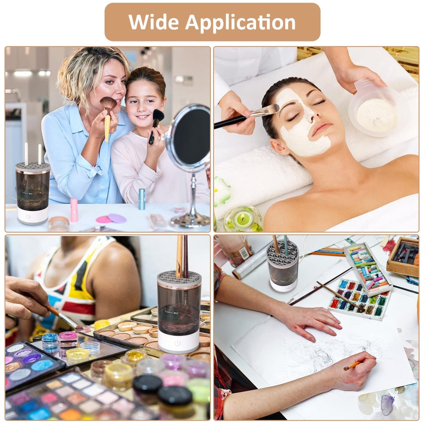 Automatic Makeup Brush Cleaner Fast Electric Brush Cleaner Hand Free Machine Super Clean Brush Washer  Brushes Organizer Tool (1 Pc) - Happy Price - Image 6