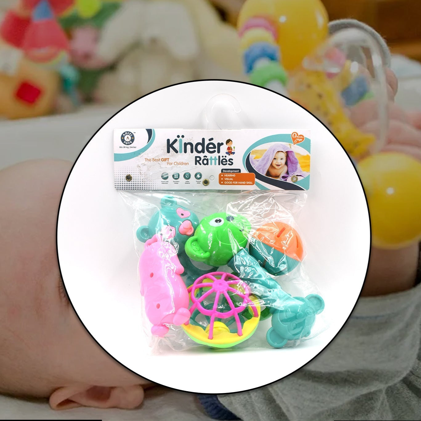 At38 5pc Rattles Baby Toy And Game For Kids And Babies For Playing And Enjoying Purposes. - Happy Price - Image 1