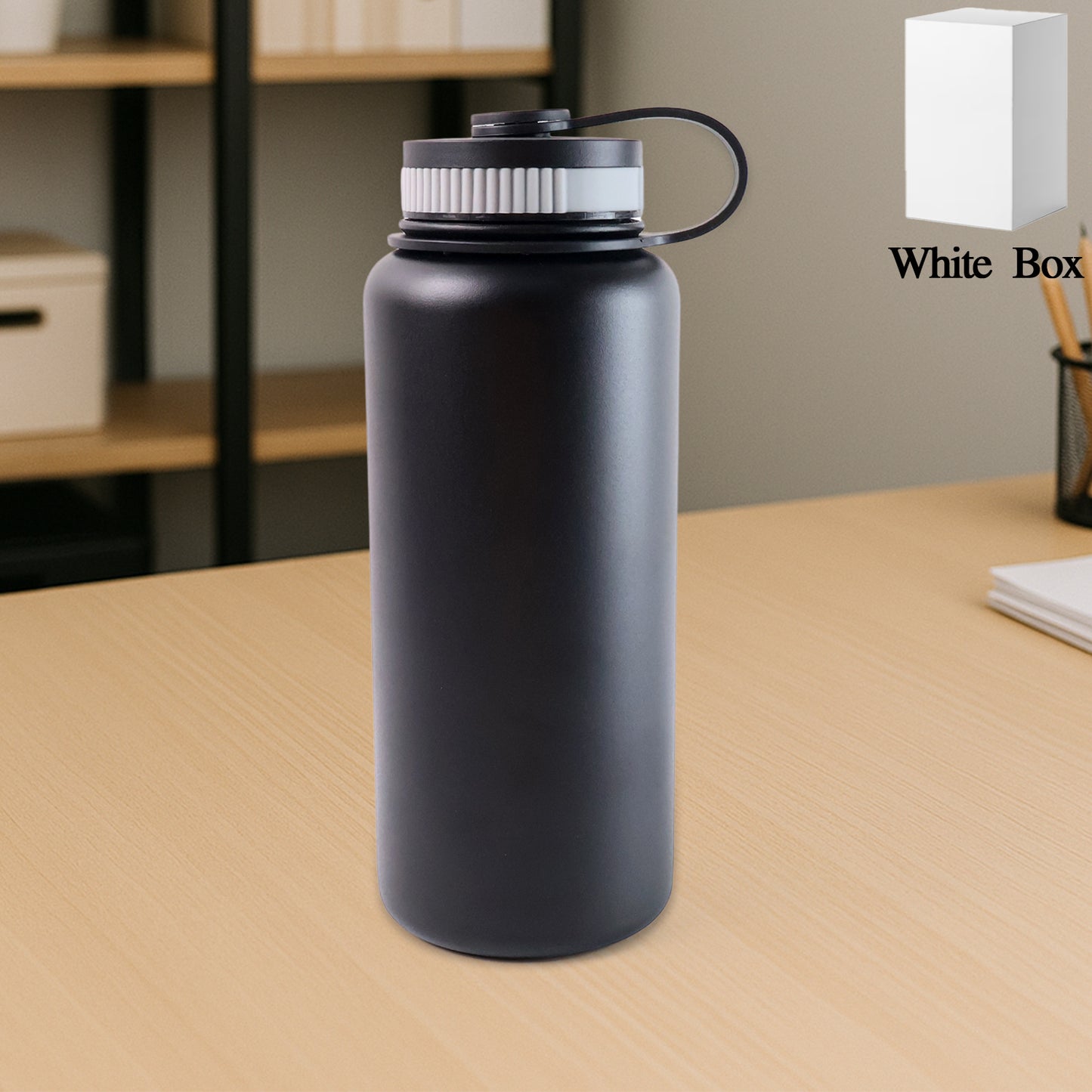 Black Stainless Steel Double Wall Vacuum-insulated Drink Water Bottle (1000 Ml) - Happy Price - Image 7